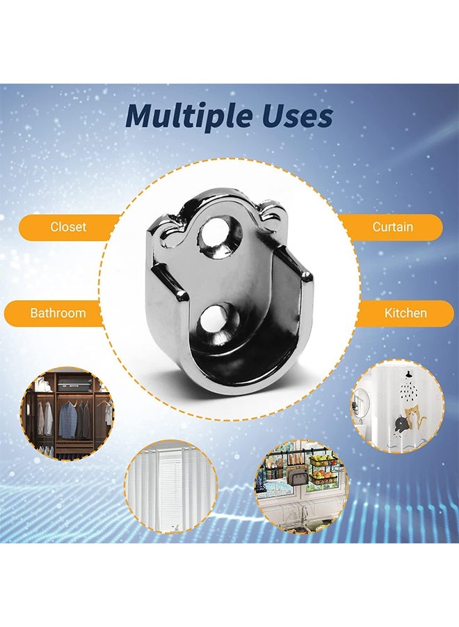 مقابس أعمدة خزانة من سبيكة الزنك 4 قطع، حامل حامل خزانة بقطر 0.75 بوصة، قضيب ستارة الدش، دعامات نهاية الأعمدة في السوكت، الحافة، على شكل U، لخزانة الدش، عمود ستائر الدش - Image 3